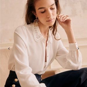 Sezane Suzane Silk Ecru Shirt